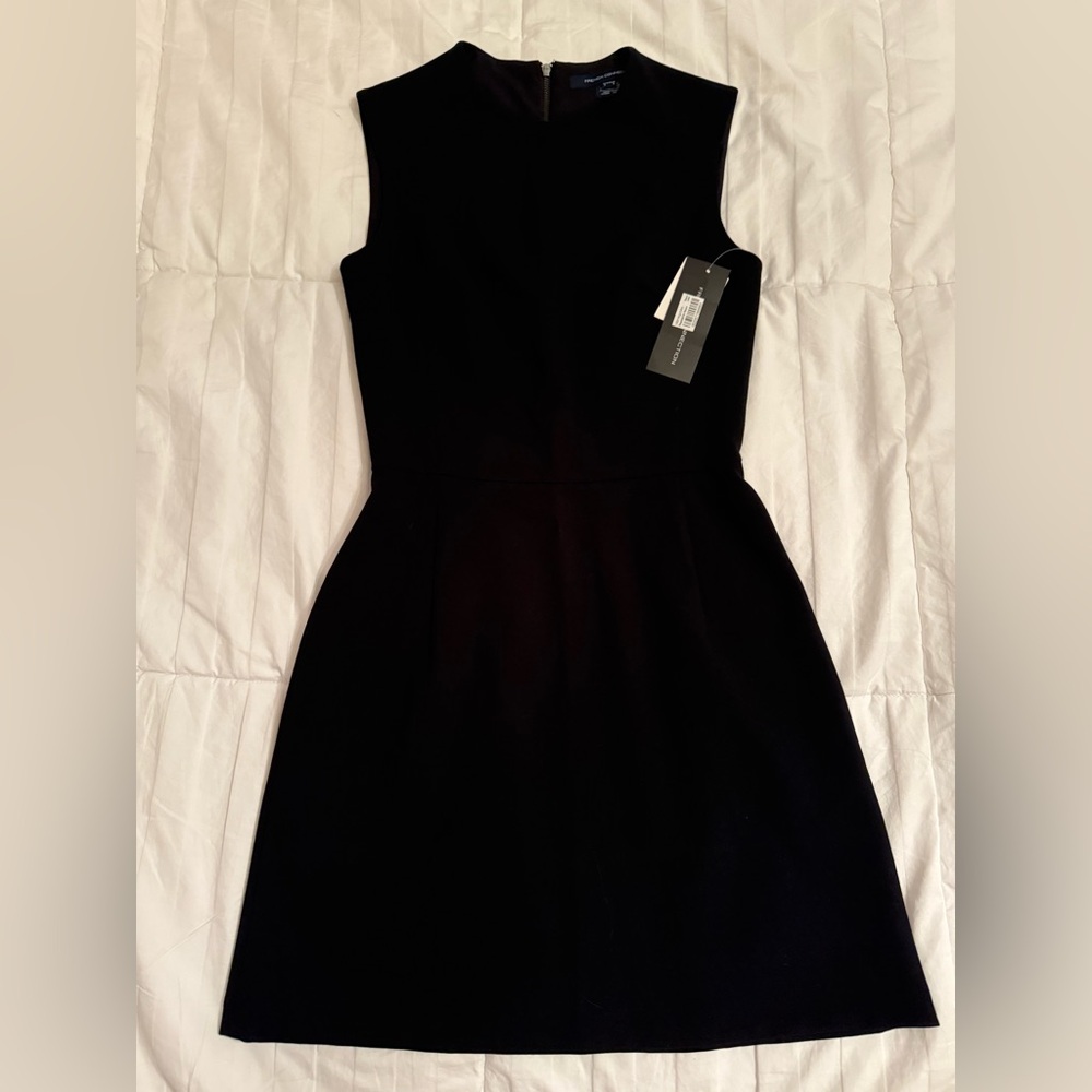 French Connection Black Sleeveless Midi Fit-and-Flare Dress